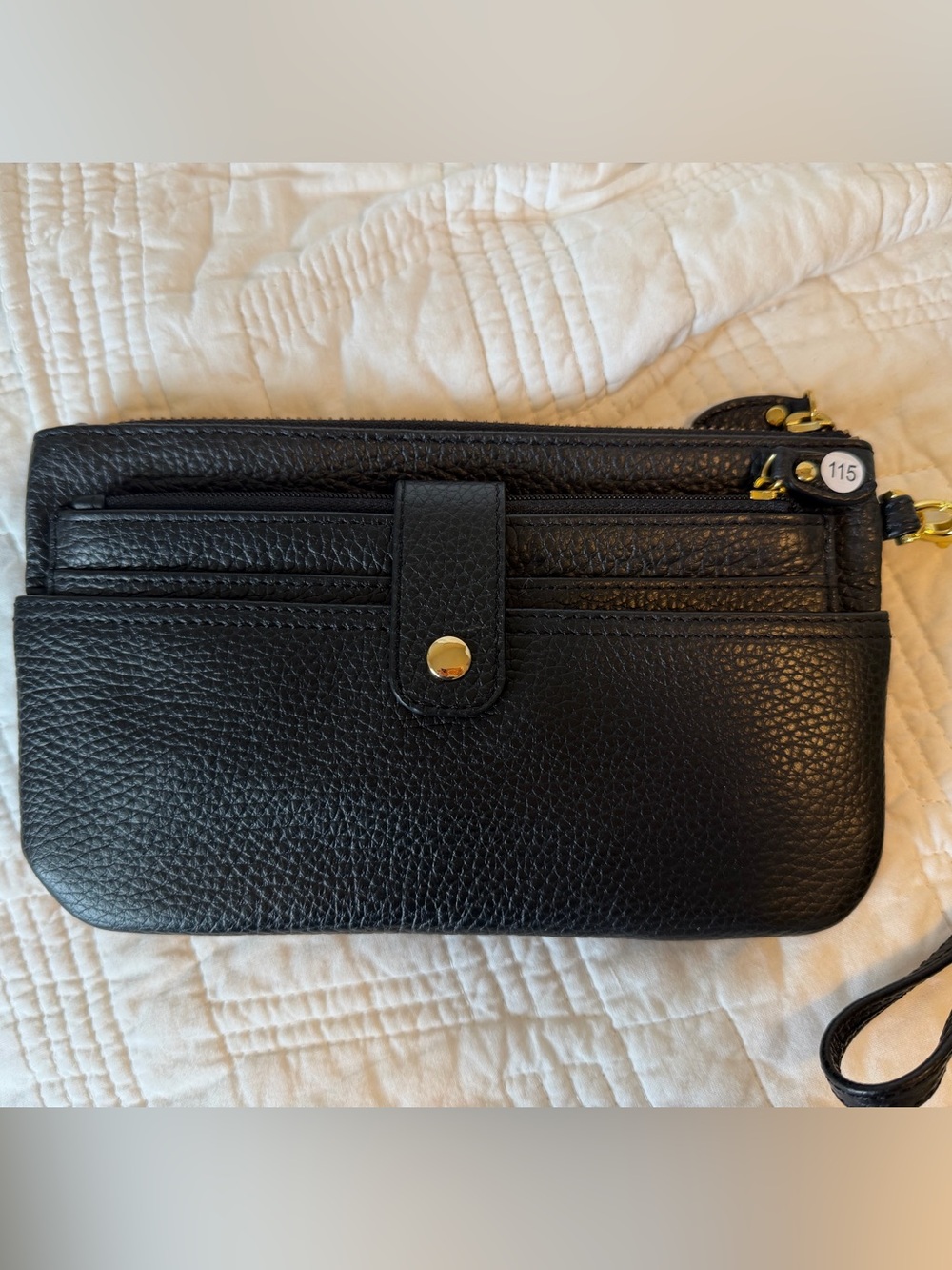 LODIS NWOT Black Pebbled Leather Wristlet and Wallet Set 8x5 - Picture 2 of 10